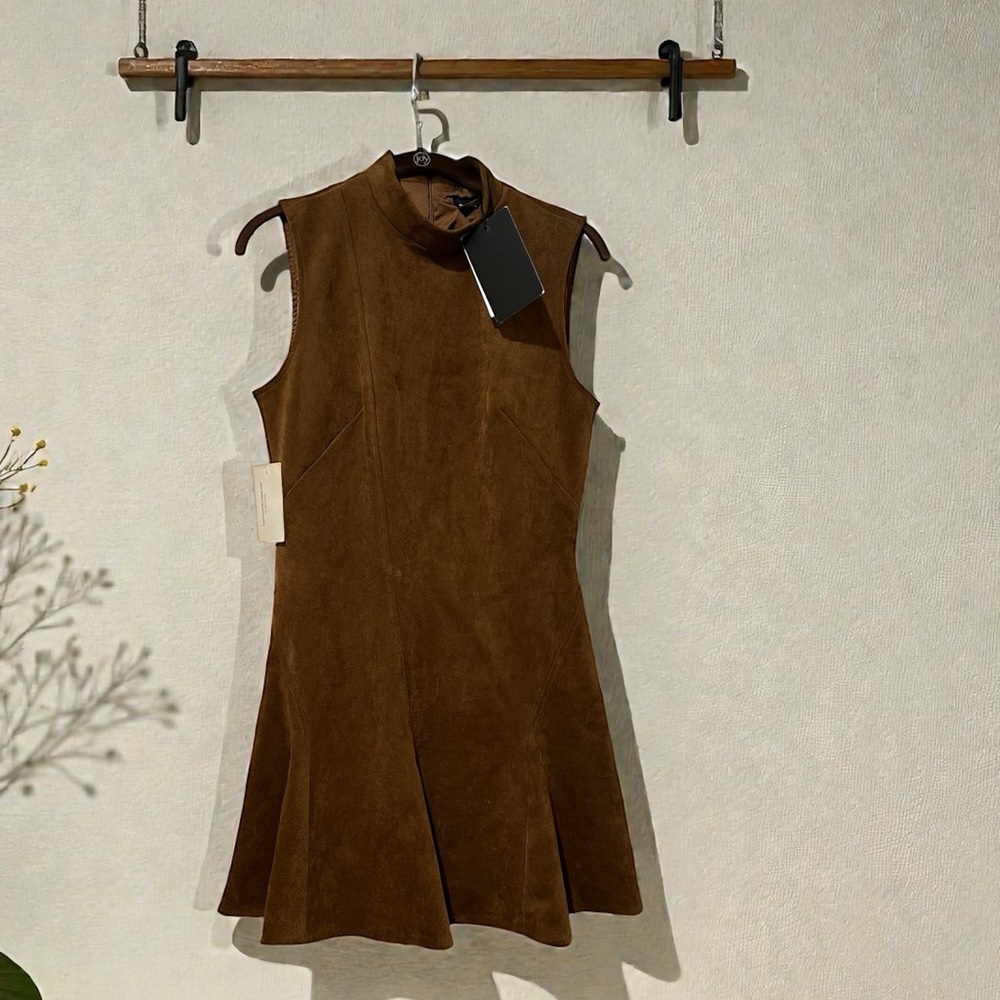 En Saison Brown Suede Sleeveless Mini Dress